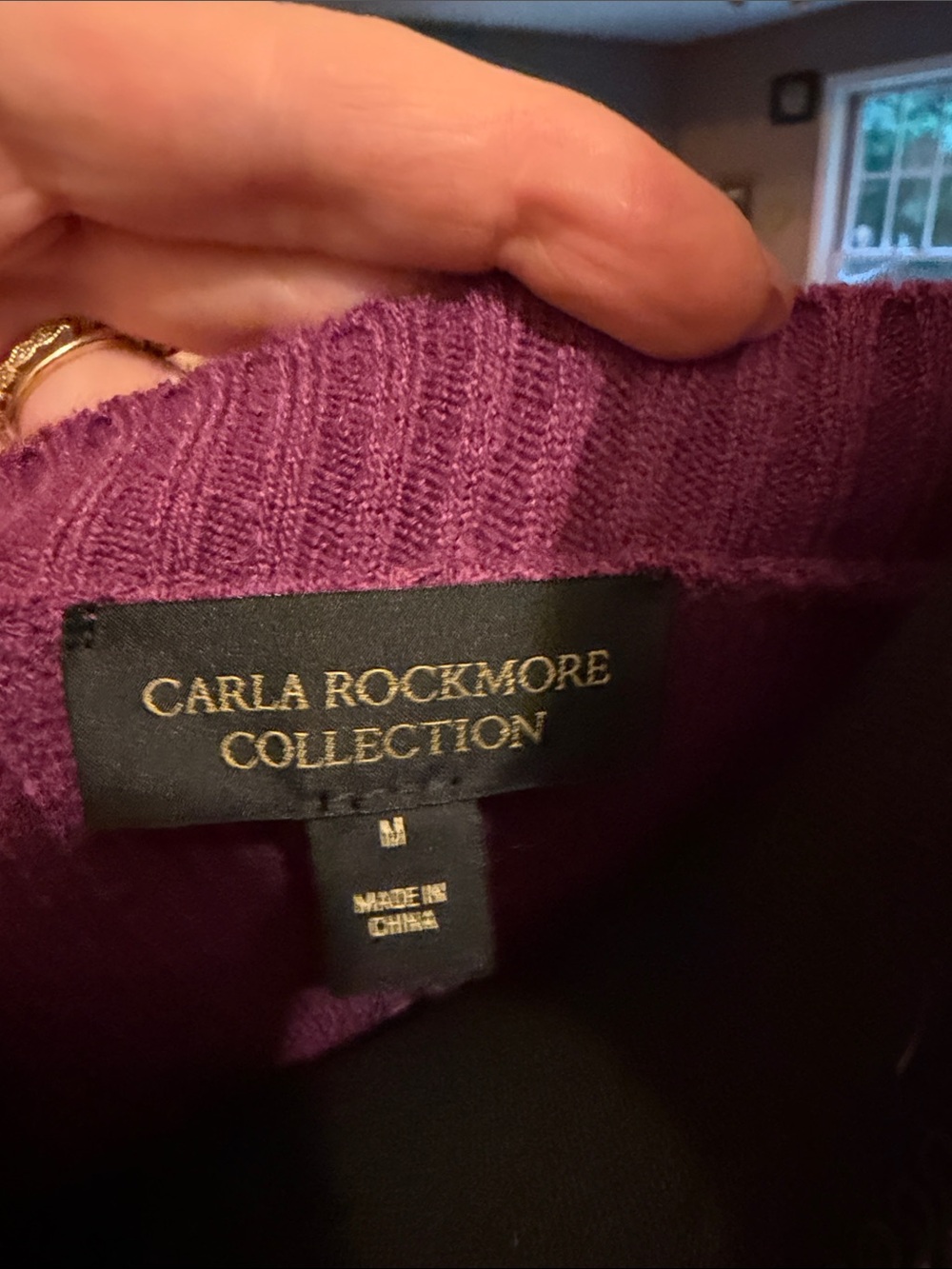 Women's Hyper Violet Crewneck Dolman Sleeve Knit Sweater - Picture 2 of 5